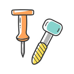 screwdriver and nail icon, screwdriver and nail vector illustration-simple illustration of screwdriver and nail, perfect for screwdriver and nail logos and icons