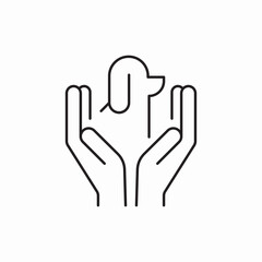 Helping hands pet care icon vector sign