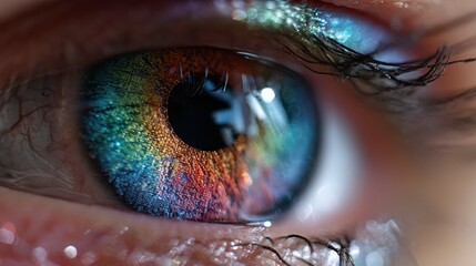 Two color contact lenses on mirror surface