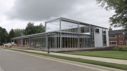 Obraz premium Sunlit steel framework during daytime con-1 - framework rigid angles metropolis