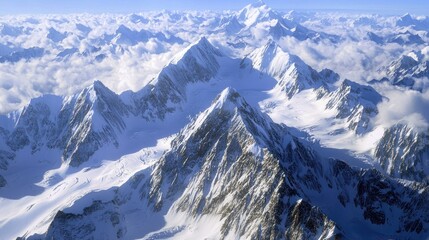 Obraz premium Majestic Aerial View of Snow-Capped Mountain Range
