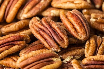 Closeup of Shelled Pecans Nuts Texture Background