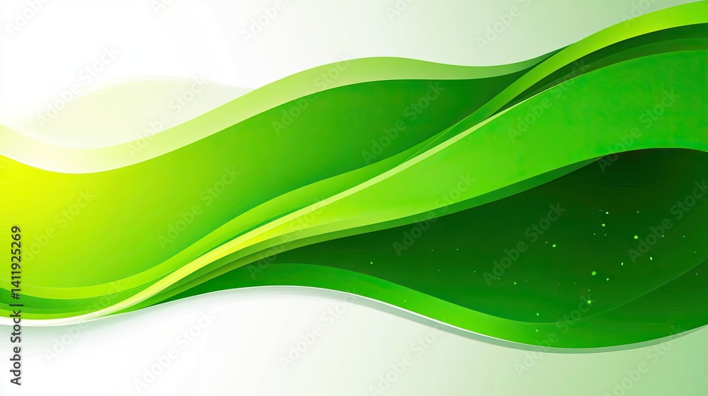 Poster abstract green wave gradient background with bright vivid color layers effect