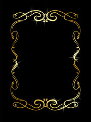 Luxurious Frame with Golden Color. Ornament Plant Vignette for Labels, Banner and Sticker
