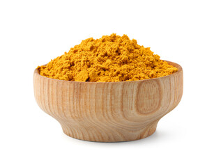 Superfood. Turmeric powder in bowl isolated on white