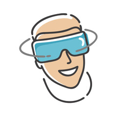 Obraz premium virtual reality icon, virtual reality vector illustration-simple illustration of virtual reality, perfect for virtual reality logos and icons