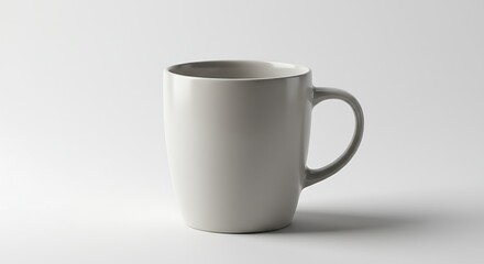Fototapeta premium Neutral Ceramic Mug: Simple Form, Clean Lines, Solitary Object on White Background