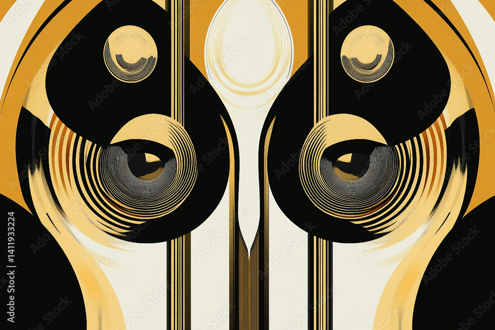 Poster vibrant and dynamic geometric shapes in a kaleidoscope of colors generative ai