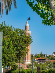Mosque. A quiet street of the old town in Antalya, Turkey.