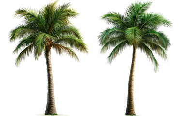 Two vibrant palm trees stand tall, evoking feeling of serenity