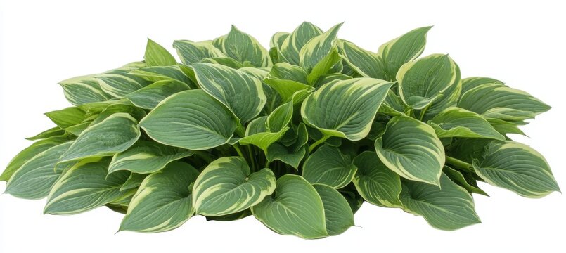 Isolated clumping Hosta plant with variegated green foliage, creating a naturalistic element