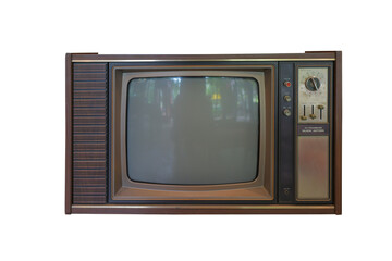old-fashioned vintage television isolated on white background. This has clipping path.