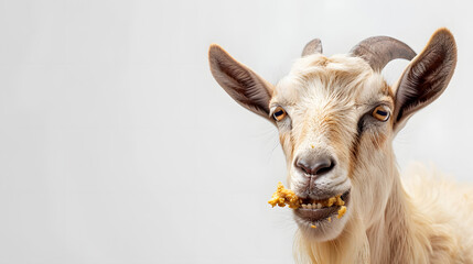 Obraz premium Happy Goat Enjoying Playtime and Feeding in a Large Space
