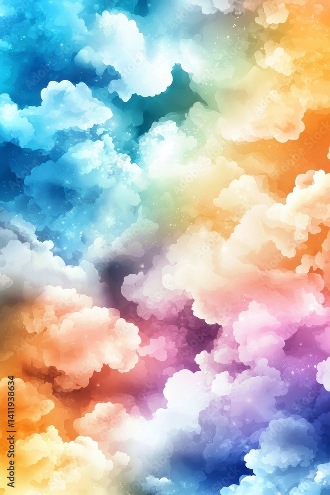 Poster vibrant cloudscape display abstract background digital artwork colorful environment aerial view conc