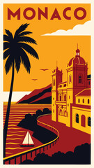 Serene Charm - A Minimalist Travel Poster of Monaco