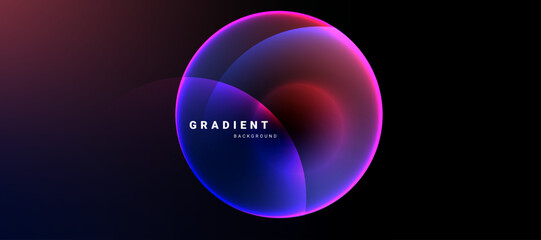 Futuristic sphere with glowing gradients on a dark background.