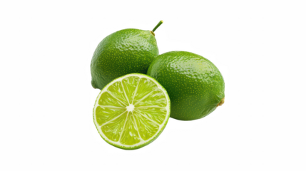 a lime cut in half on a transparent background, PNG image, PNG file, Generative art.