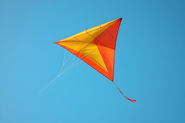 Bright kite soaring high in blue sky