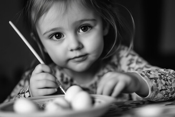 Children holding painted Easter eggs abstract colors egg hunt spring celebration, Generative AI