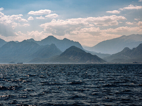 Sea and mountains in Antalya, Turkey. A magical fairy-tale landscape.