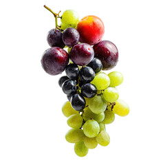 Fototapeta premium Bunch of grapes and plum on transparent background