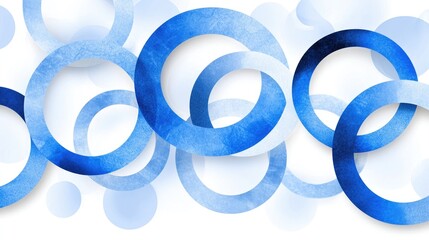 Abstract blue watercolor circles on white background.