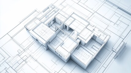 Architectural blueprint of a modern house design with intricate details