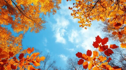 Brilliant Canopy: A Glimpse of Autumn Splendor Through Golden Leaves