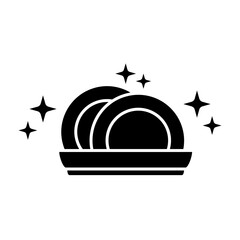 clean dishes icon, stack of shiny dishes, wash kitchen utensils, stack of cutlery, simple flat style, illustration, logo sign symbol pictogram template, for ui or ux isolated on white for mobile app, 