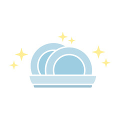 clean dishes icon, stack of shiny dishes, wash kitchen utensils, stack of cutlery, simple flat style, illustration, logo sign symbol pictogram template, for ui or ux isolated on white for mobile app, 