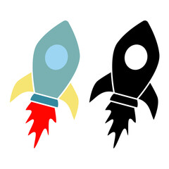 rocket icon, simple flat style, pictogram logo symbol vector illustration, isolated on white for mobile app