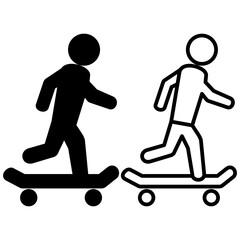 Skateboarder icon, simple flat style, illustration, logo sign symbol pictogram template, for ui or ux isolated on white for mobile app, editable