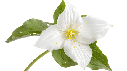 Obraz premium White Trillium Flower Isolated on White Background for Botanical Illustrations and Floral Designs