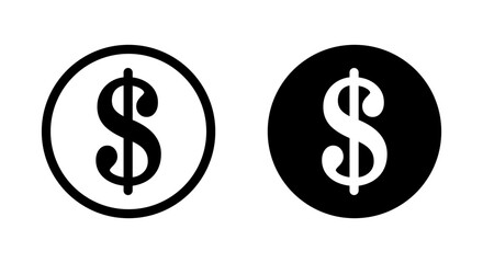 Dollar, USD currency icon on black circle. Money sign symbol