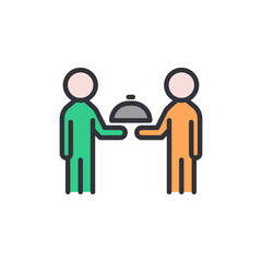 Food delivery colored icons, minimalist vector illustration ,simple transparent graphic element .Isolated on white background