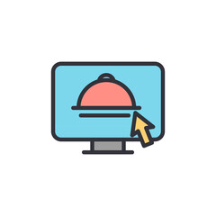 Food delivery colored icons, minimalist vector illustration ,simple transparent graphic element .Isolated on white background