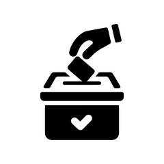 Voting hand gesture icon casting ballot in election with transparent background