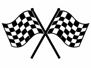 two crossed checkered Flag NASCAR Racing flag, sports finish line flag silhouette vector