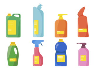png product chemical flat bleach bottle hygiene cardboard box illustration household cleaner design spray plastic detergent equipment tool pack icon laundered liquid trendy bathroom set background