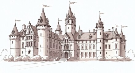 Obraz premium Castle sketch isolated on white background