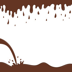 png chocolate banner icing sweet element splat frame cocoa fluid form sauce seamless delicious vector food stain dark blob dripped pouring leak candy design drink sugary isolated white