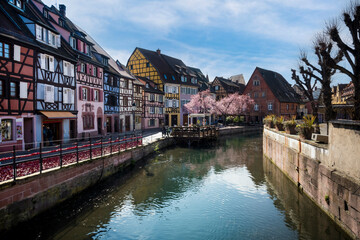 Beautiful Colmar on sunny day in Alsace, France

