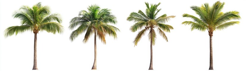 Four Isolated Coconut Palm Trees
