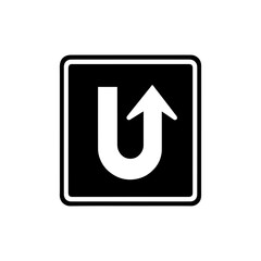 U-turn road sign icon with transparent background