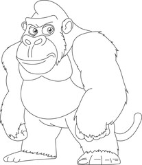 Cartoon gorilla outline. A large, imposing figure with a stern expression, showcasing strength and perhaps a touch of discontent.