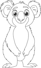 Cartoon illustration of a cute and friendly koala bear, featuring a smiling face, soft fur, and endearing eyes. Artwork.
