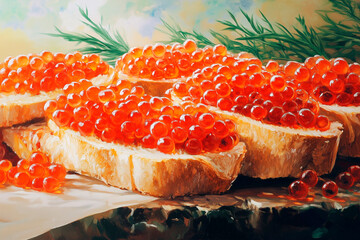 photo of sandwiches with delicious red caviar