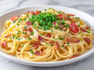 Creamy Pasta with Crispy Bacon and Parmesan Cheese