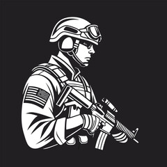 usa, vintage, black, white, soldier, retro, military, army, illustration, vector, design, graphic, america, abstract, flag, style, background, us, clothing, camouflage, art, logo, american, texture, p