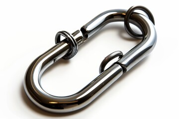 Obraz premium A close-up view of a shiny metal carabiner resting on a light surface isolated on transparent background